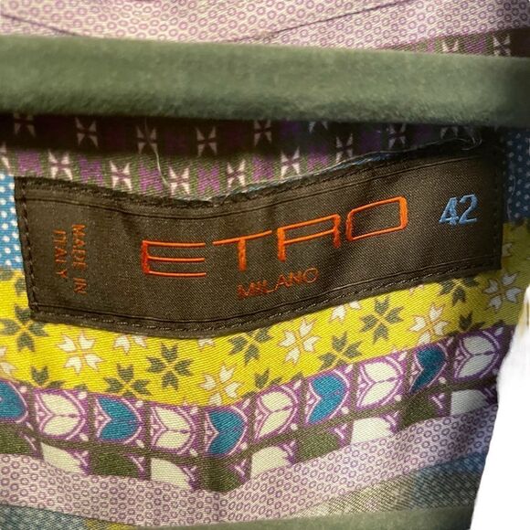 Etro Striped Geometric Pattern Button Down Shirt - Picture 6 of 6